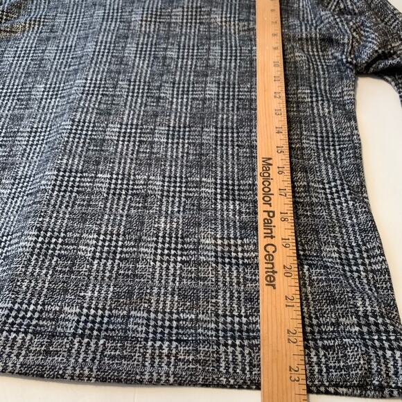 BOBEAU drop sleeves V-back black white plaid hounds tooth small pullover top - Picture 3 of 9